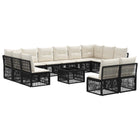 Garden bench set 13 pcs Black poly rattan