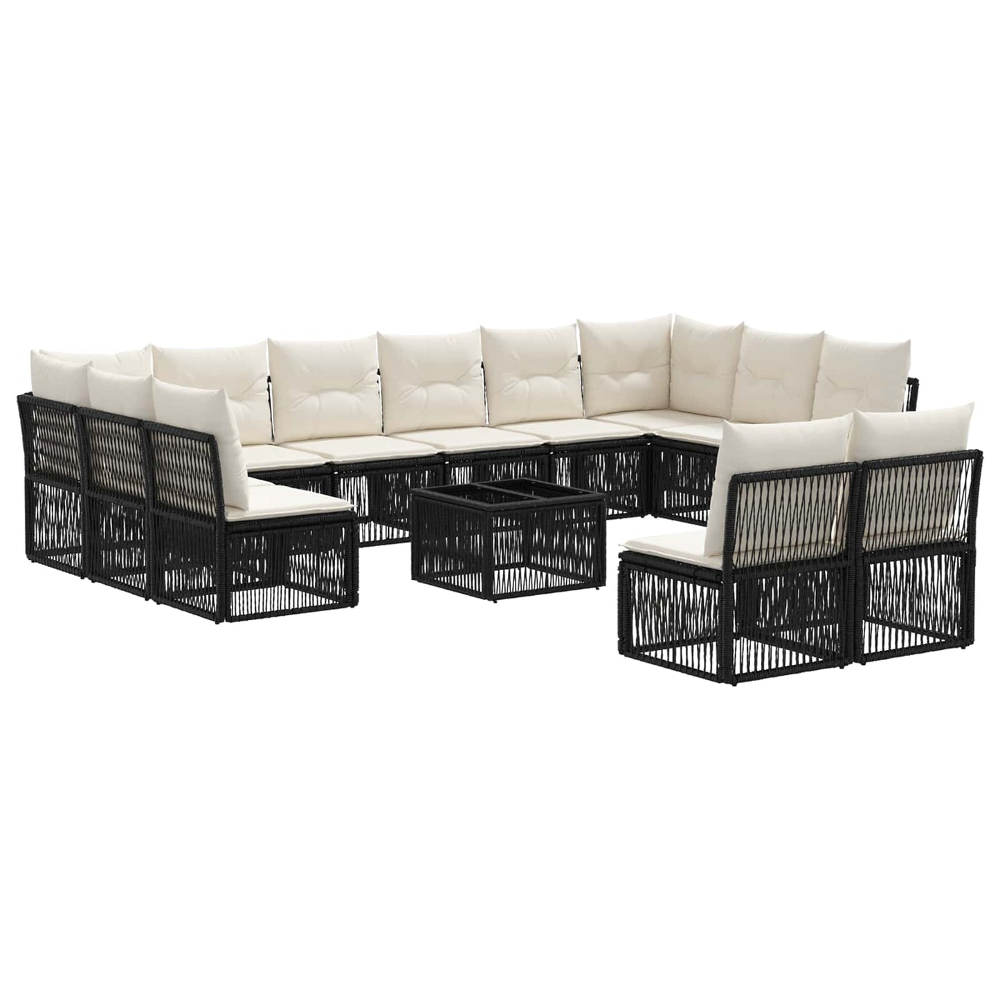 Tuinbankenset 13 pcs Zwart poly rattan