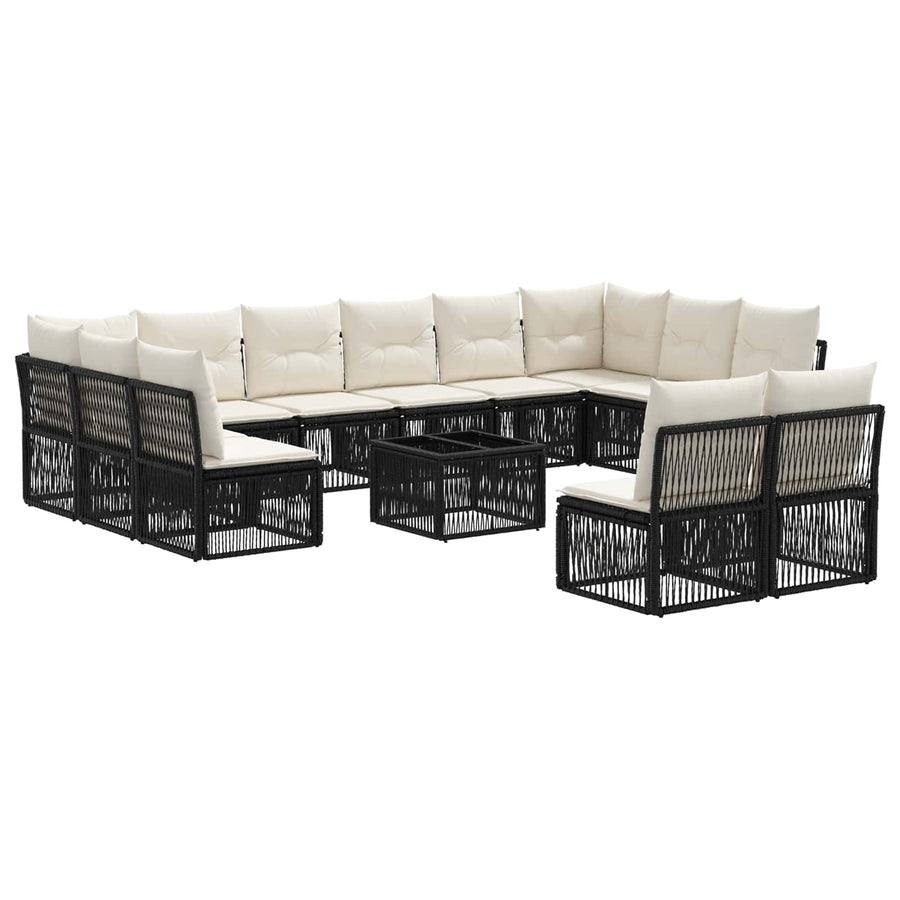 Tuinbankenset 13 pcs Zwart poly rattan