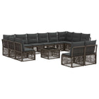 Garden Bench Set 13 pcs Grey poly rattan