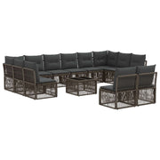 Tuinbankenset poly rattan grijs 13-delig