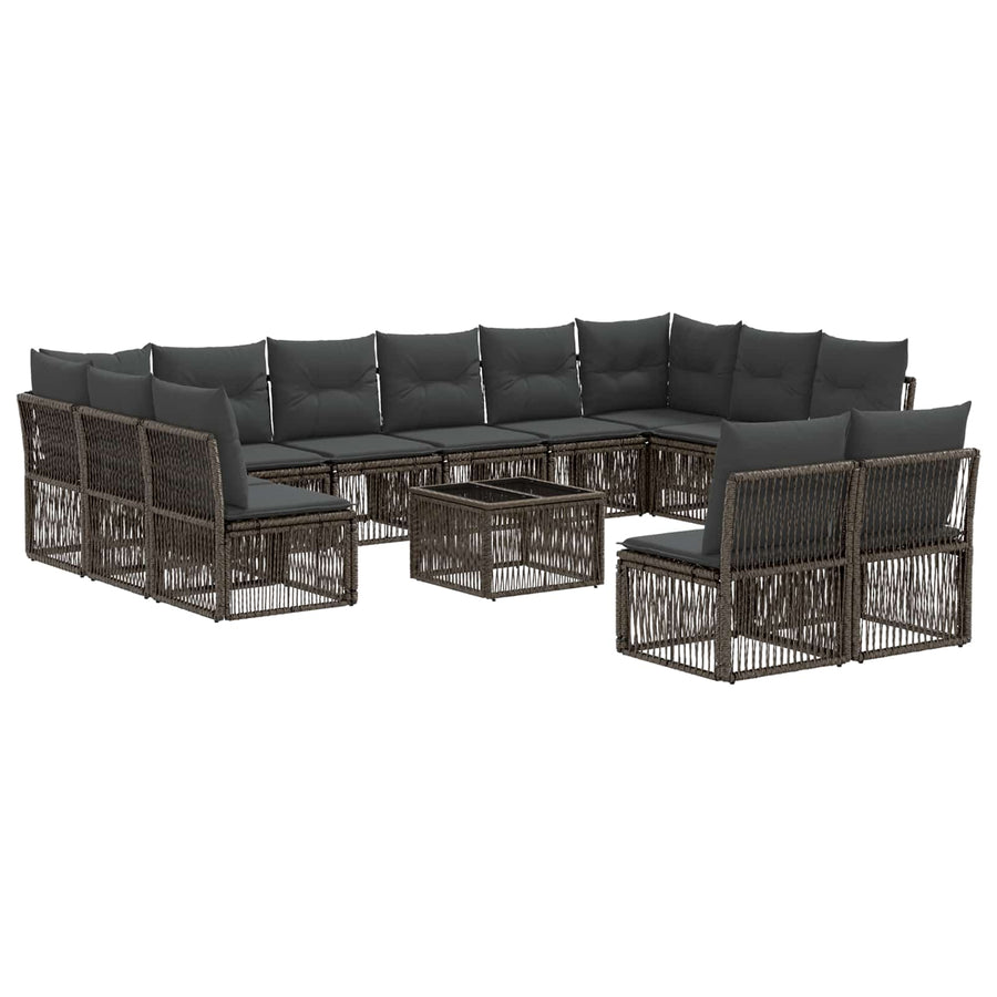 Tuinbankenset 13 pcs Grijs poly rattan