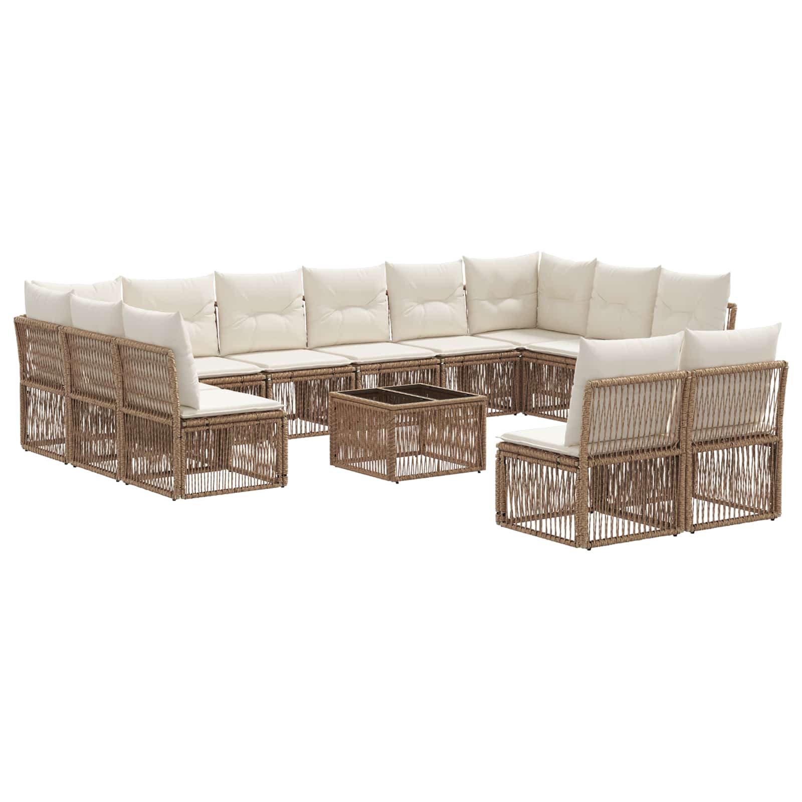 Tuinbankenset 13 pcs Beige poly rattan