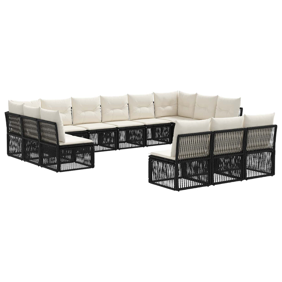 Tuinbankenset 13 pcs Zwart poly rattan