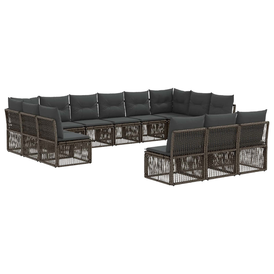 Tuinbankenset 13 pcs Grijs poly rattan