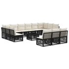 Garden lounge set 14 pcs Black poly rattan