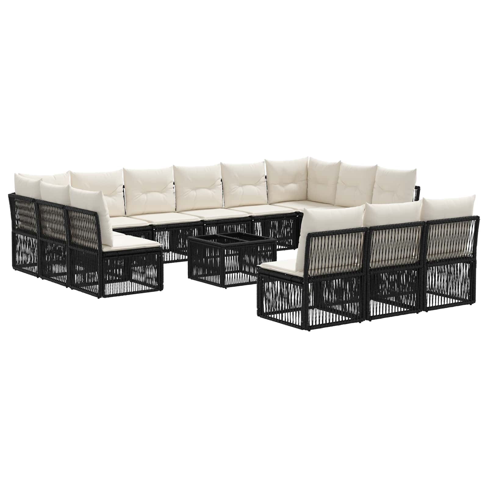 Tuinbankenset 14 pcs Zwart poly rattan