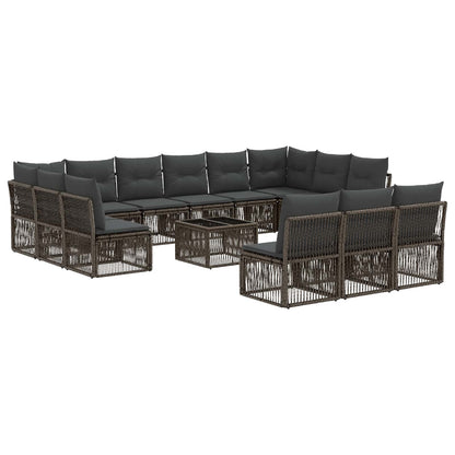 Tuinbankenset 14 pcs Grijs poly rattan