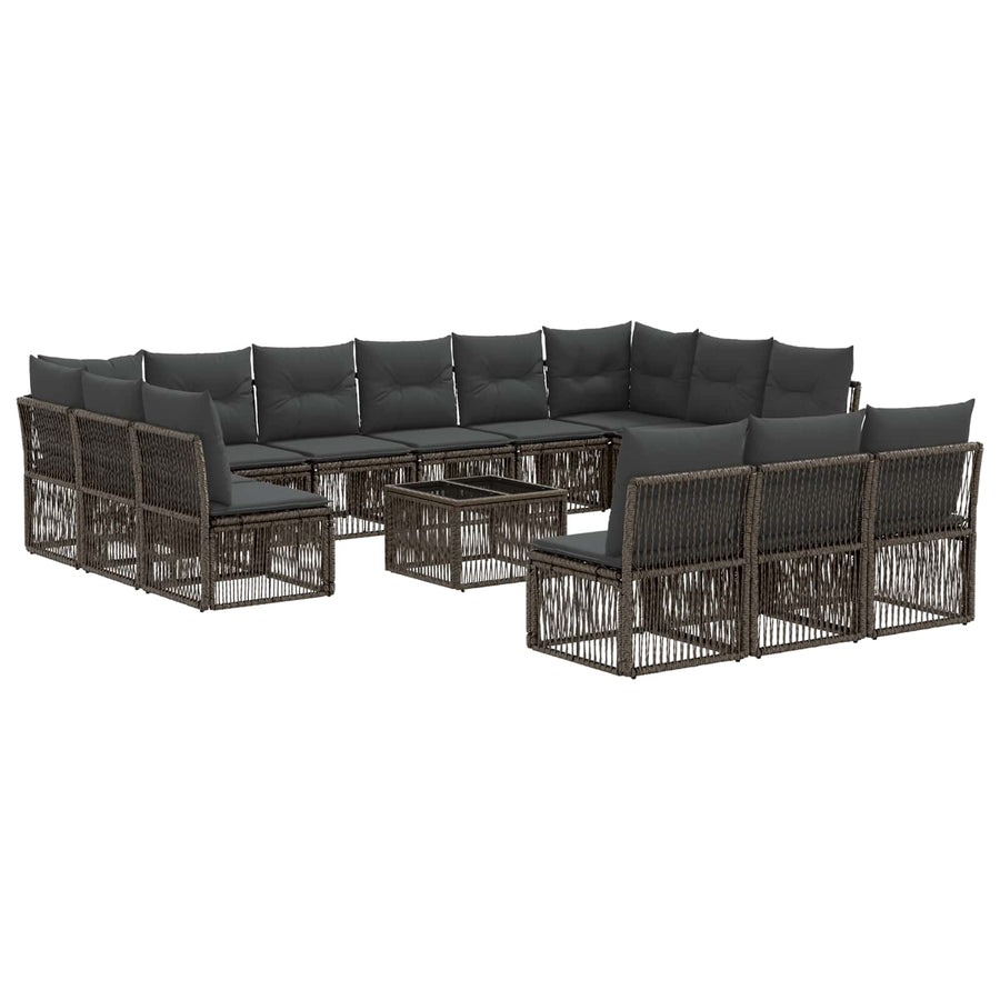 Tuinbankenset 14 pcs Grijs poly rattan