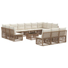Garden Lounge Set 14 pcs Beige poly rattan