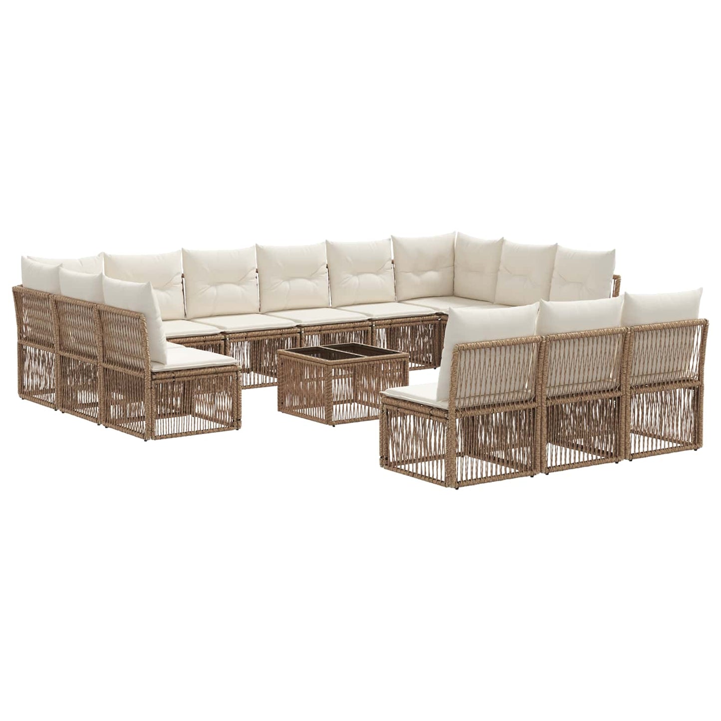 Tuinbankenset 14 pcs Beige poly rattan
