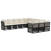 Tuinbankenset poly rattan 11-delig zwart