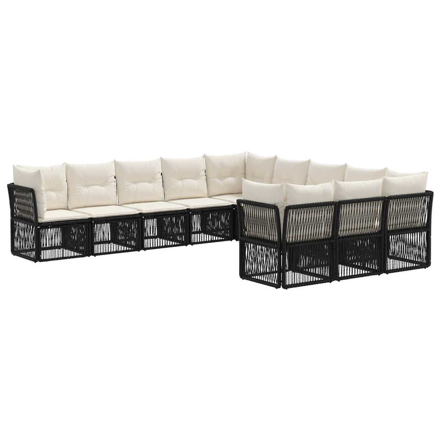 Tuinbankenset 11 pcs Zwart poly rattan