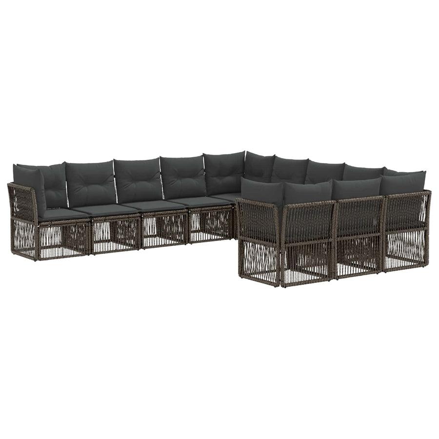 Tuinbankenset 11 pcs Grijs poly rattan