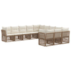 Tuinbankenset 11 pers. poly rattan beige