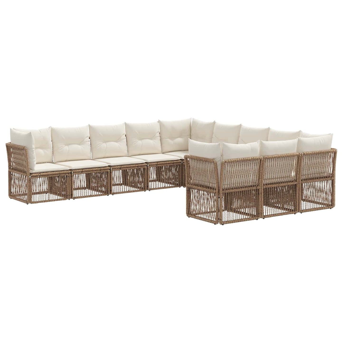 Tuinbankenset 11 pcs Beige poly rattan