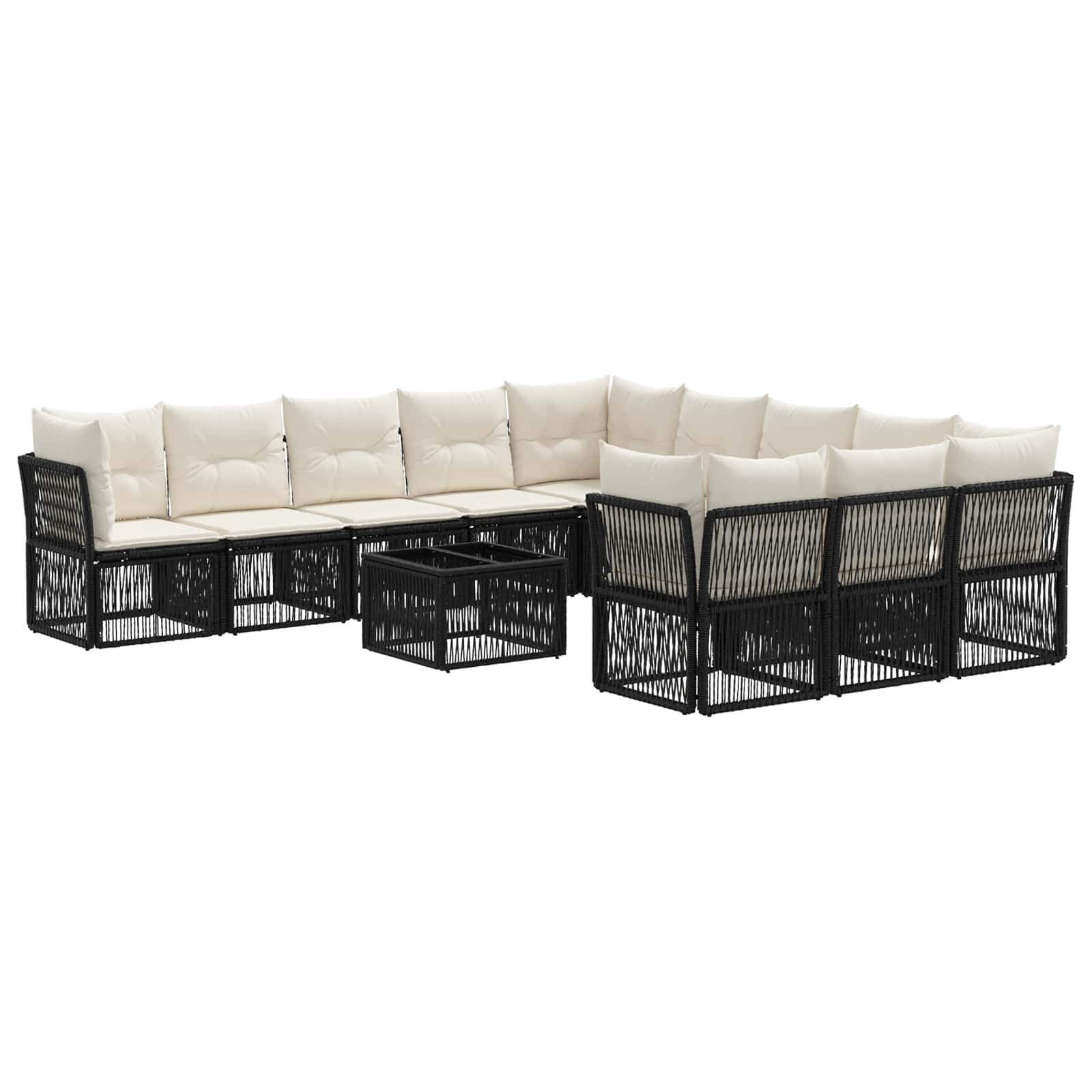Tuinbankenset 12 pcs Zwart poly rattan