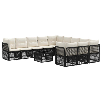 Tuinbankenset 12 pcs Zwart poly rattan