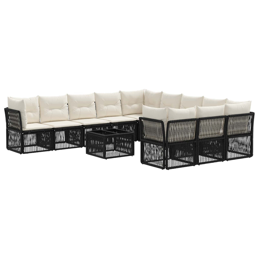Tuinbankenset 12 pcs Zwart poly rattan