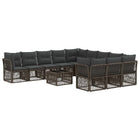Garden Bench Set 12 pcs Grey poly rattan