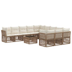 Garden bench set 12 pcs Beige poly rattan