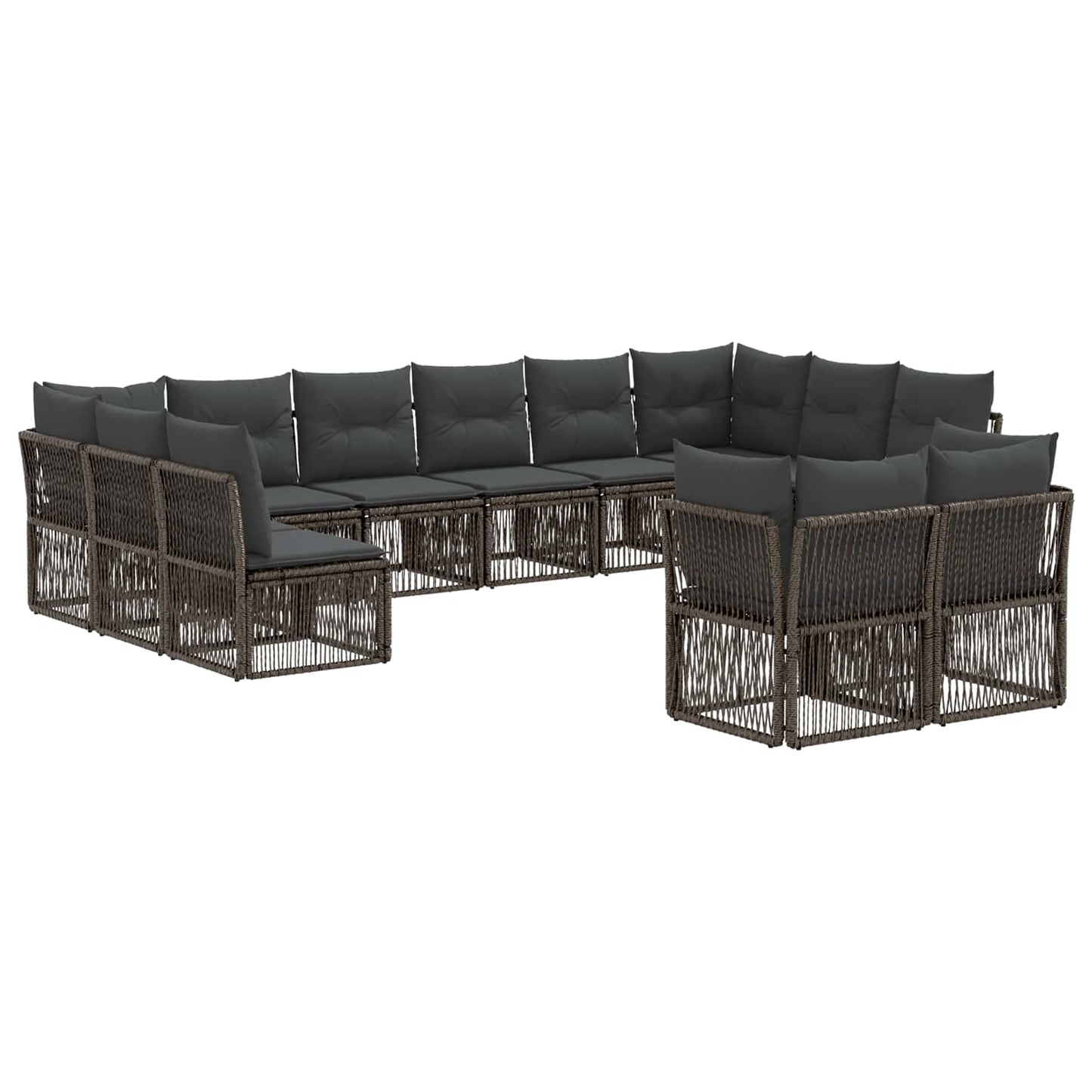 Tuinbankenset 12 pcs Grijs poly rattan