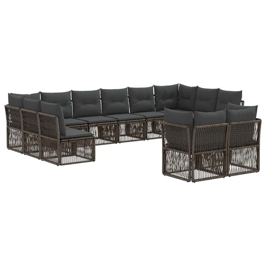 Tuinbankenset 12 pcs Grijs poly rattan