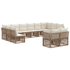 Tuinbankenset 12 persoons beige poly rattan modulair