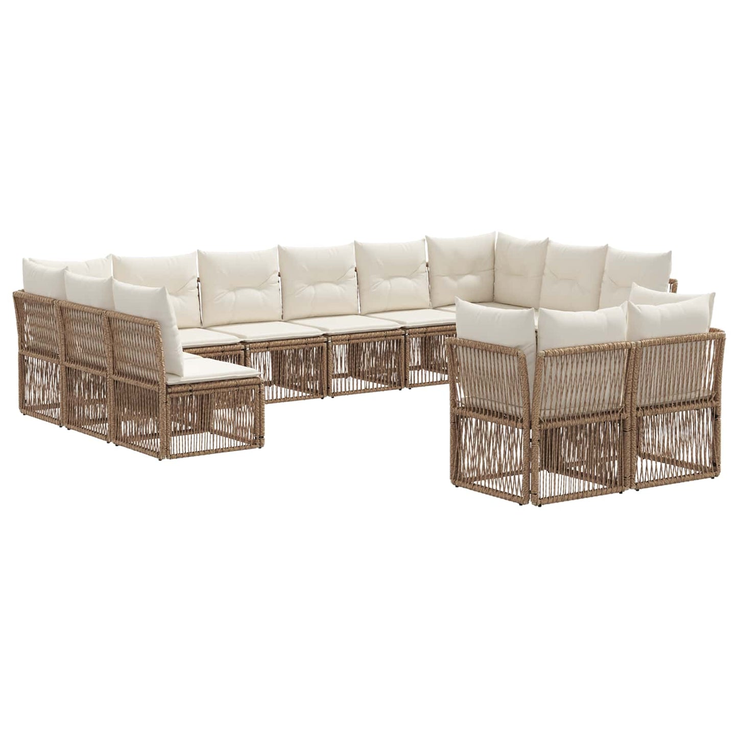 Tuinbankenset 12 pcs Beige poly rattan