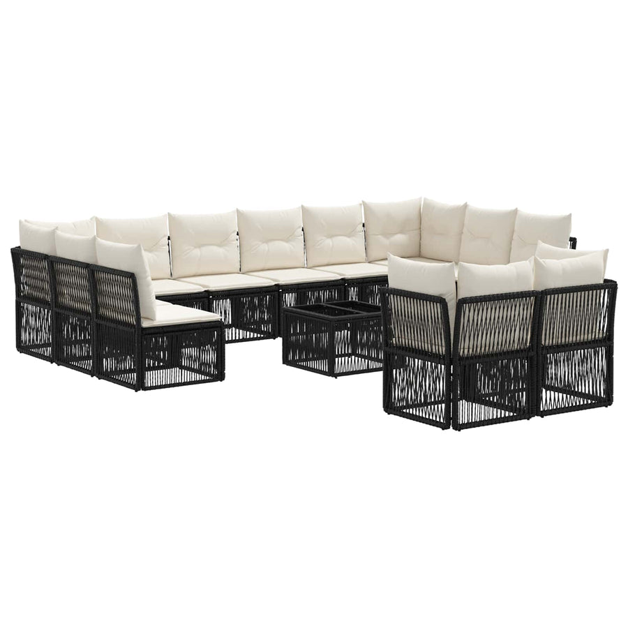 Tuinbankenset 13 pcs Zwart poly rattan