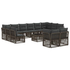 Garden Bench Set 13 pcs Grey poly rattan