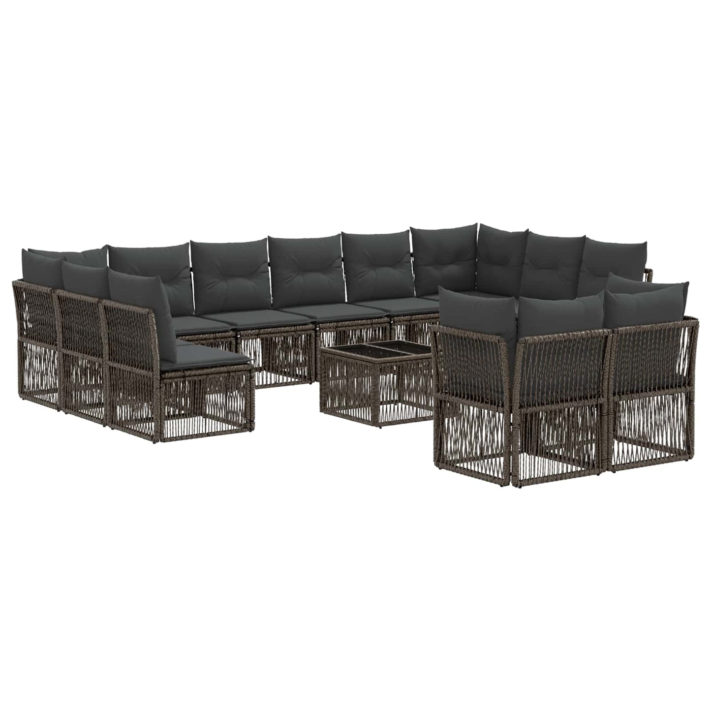 Tuinbankenset 13 pcs Grijs poly rattan