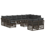 Tuinset poly rattan grijs modulair 12 persoons