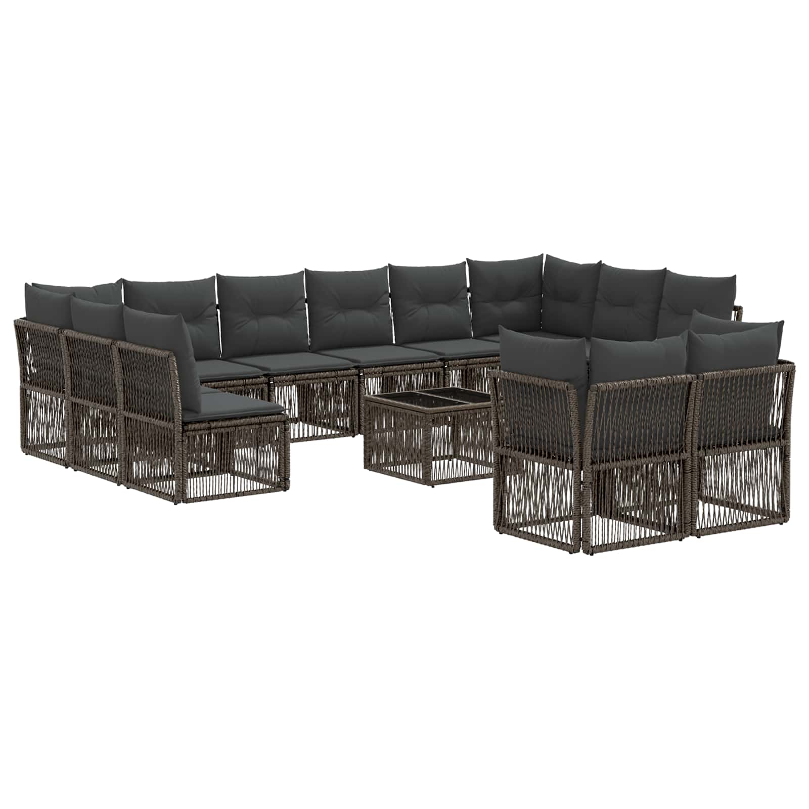 Tuinbankenset 13 pcs Grijs poly rattan