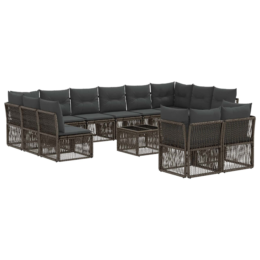 Tuinbankenset 13 pcs Grijs poly rattan