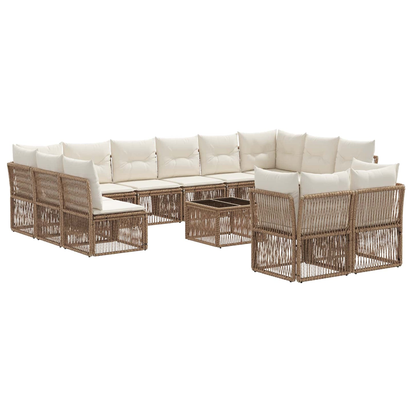 Tuinbankenset 13 pcs Beige poly rattan