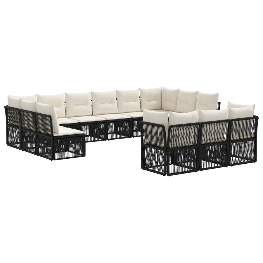 Tuinbankenset 13 pcs Zwart poly rattan
