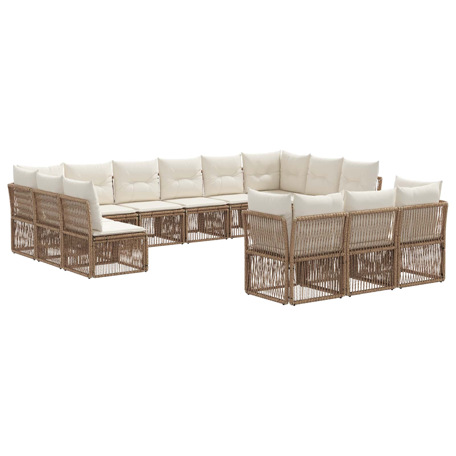 Tuinbankenset 13 pcs Beige poly rattan