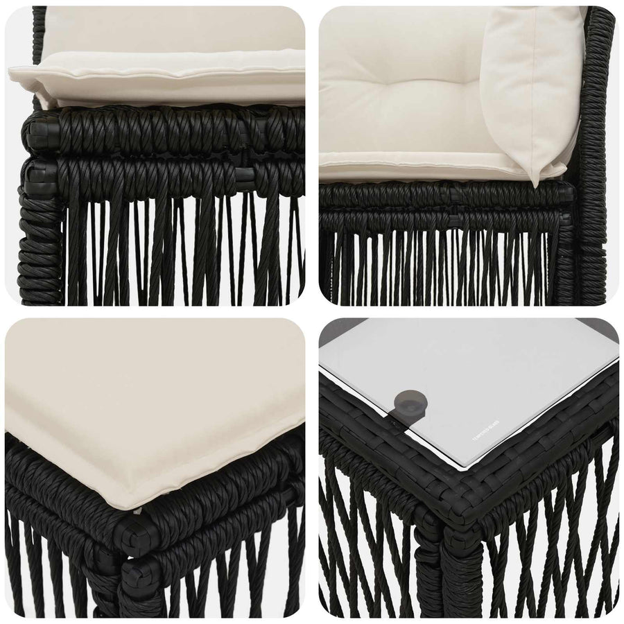 Tuinbankenset 14 pcs Zwart poly rattan