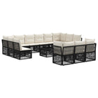 Garden lounge set 14 pcs Black poly rattan