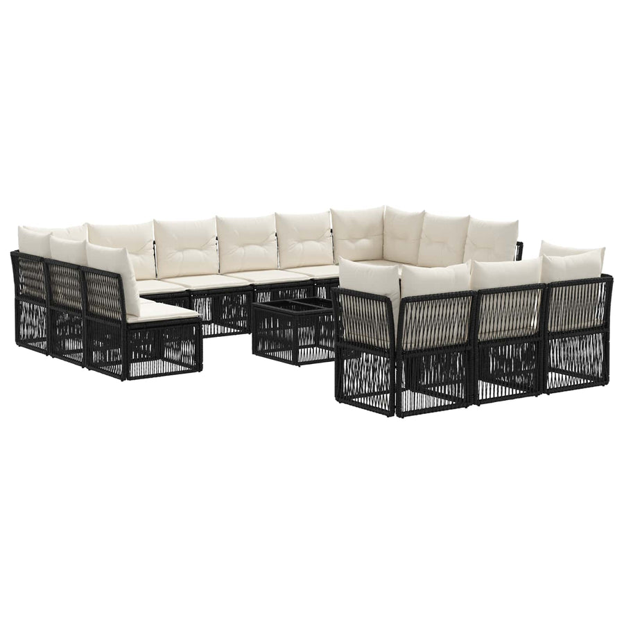 Tuinbankenset 14 pcs Zwart poly rattan