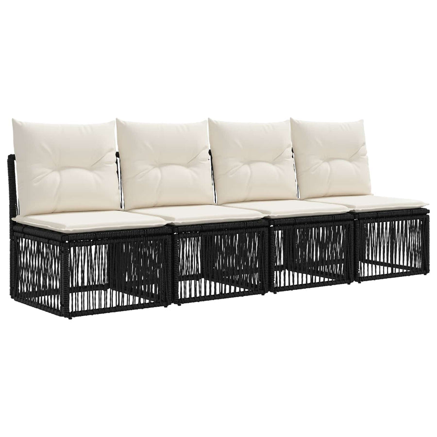 Tuinbankenset 14 pcs Zwart poly rattan