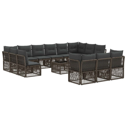 Tuinbankenset 14 pcs Grijs poly rattan