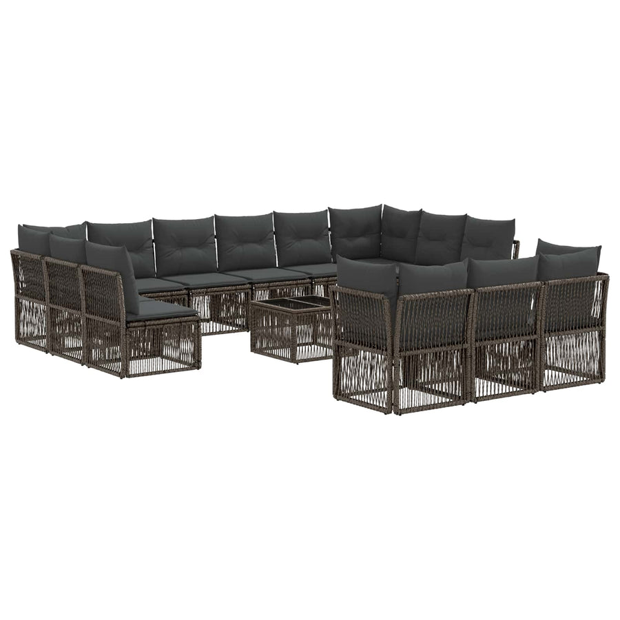 Tuinbankenset 14 pcs Grijs poly rattan