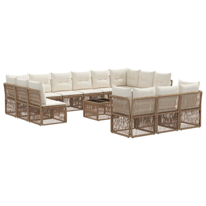 Tuinbankenset 14 pcs Beige poly rattan