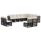 Tuinbankenset poly rattan zwart 12 personen