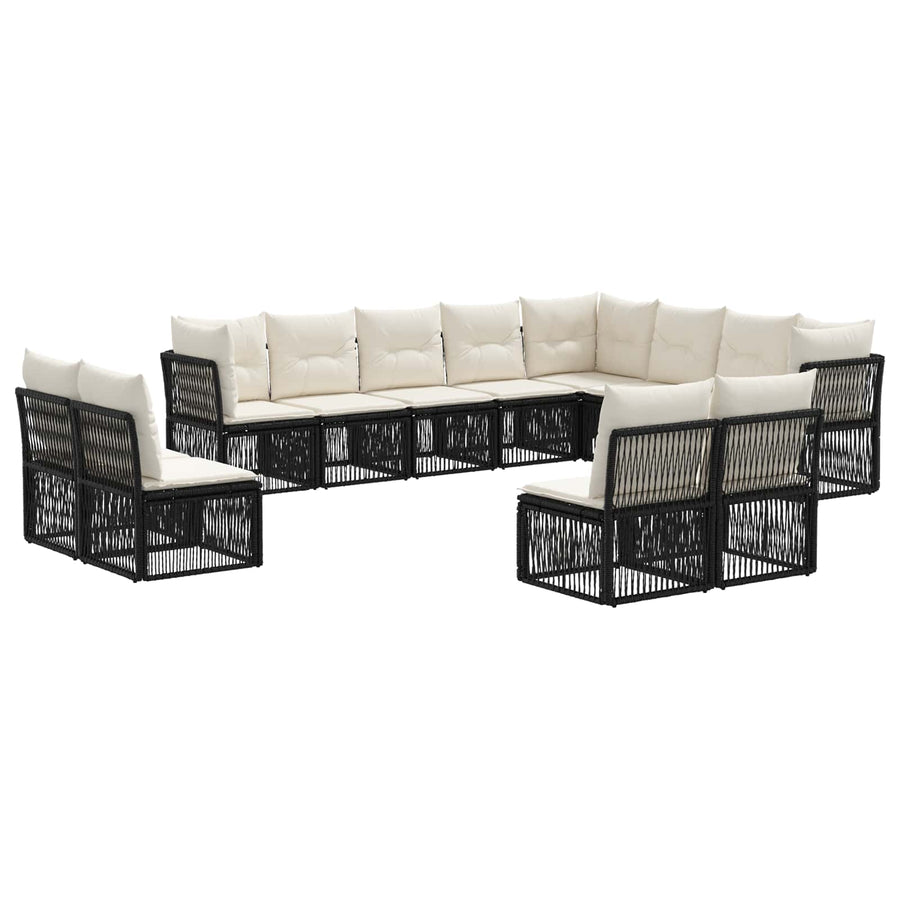 Tuinbankenset 12 pcs Zwart poly rattan
