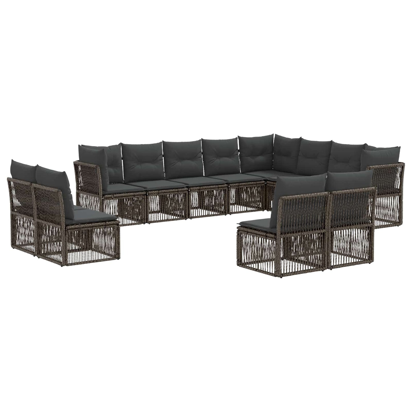 Tuinbankenset 12 pcs Grijs poly rattan