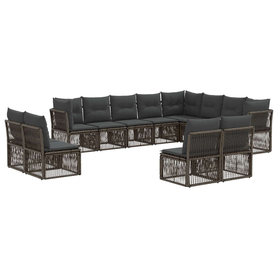 Tuinbankenset 12 pcs Grijs poly rattan