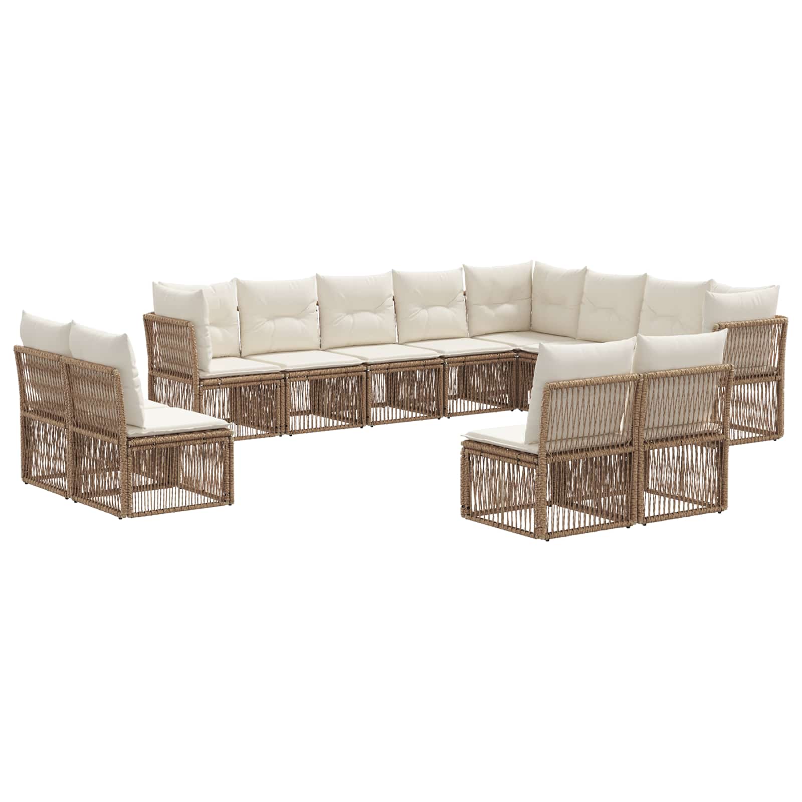 Tuinbankenset 12 pcs Beige poly rattan